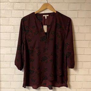 Women’s Maurices Burgundy Floral Blouse - XL